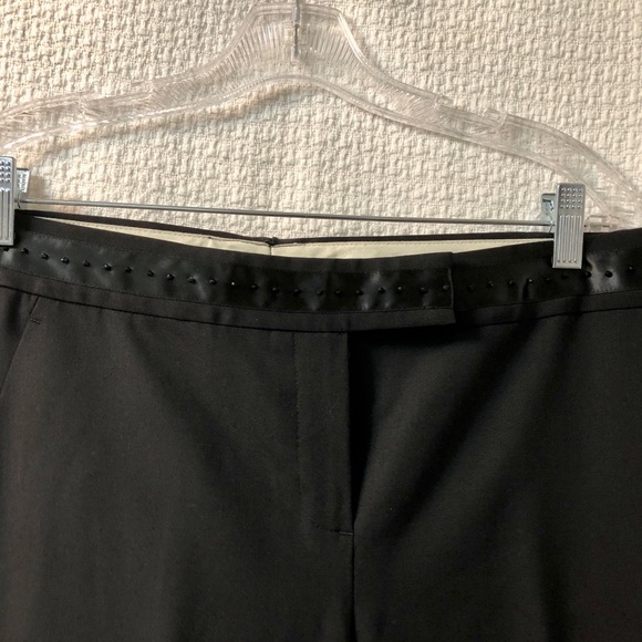 Theory- wool tuxedo pants with satin & crystal waist band - Picture 11 of 12